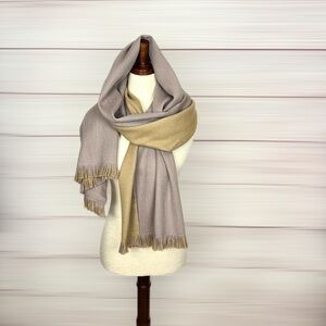 SHUPACA Alpaca Blend Oversized Scarf 
Shawl Wrap with Fringe Tan Light Lavender